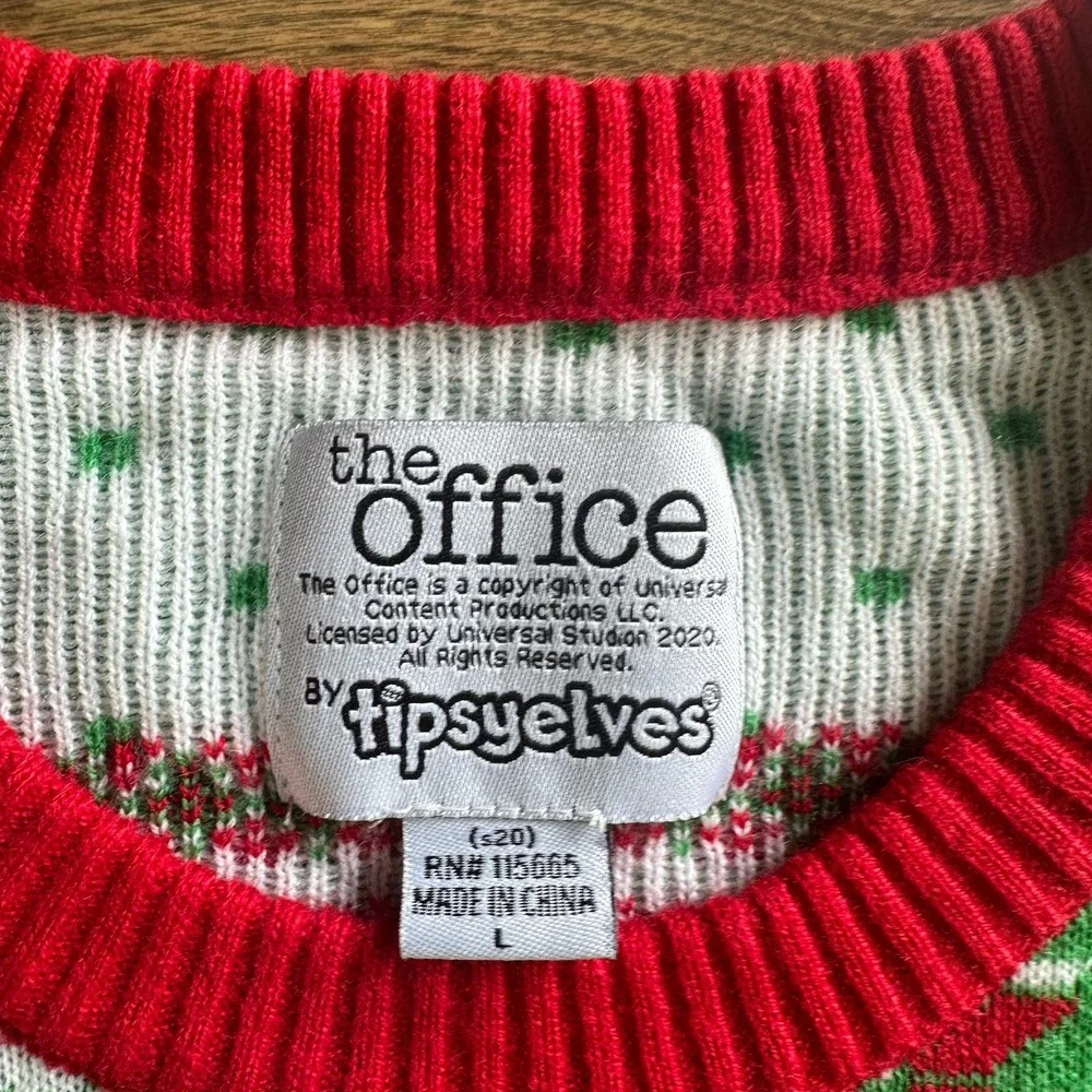Tipsy‎ Elves The Office Dreaming Of A Dwight Christmas Sweater Size L Green Ugly